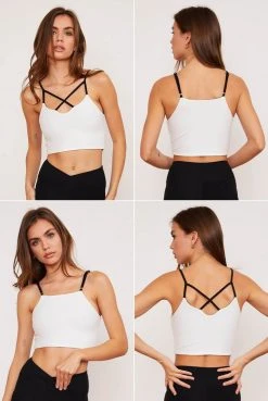 Wolven Activewear + Athleisure Reversible Crisscross Four-Way Recycled Top - Onyx