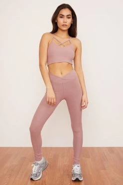 Wolven Activewear + Athleisure Recycled Crossover Pocket Legging - Salt