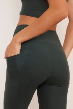 Wolven Recycled Crossover Pocket Legging - Thyme Activewear + Athleisure