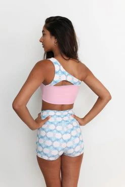 Wolven Reversible One Shoulder Recycled Swimsuit Top - Echo