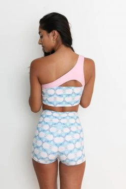 Wolven Reversible One Shoulder Recycled Swimsuit Top - Echo