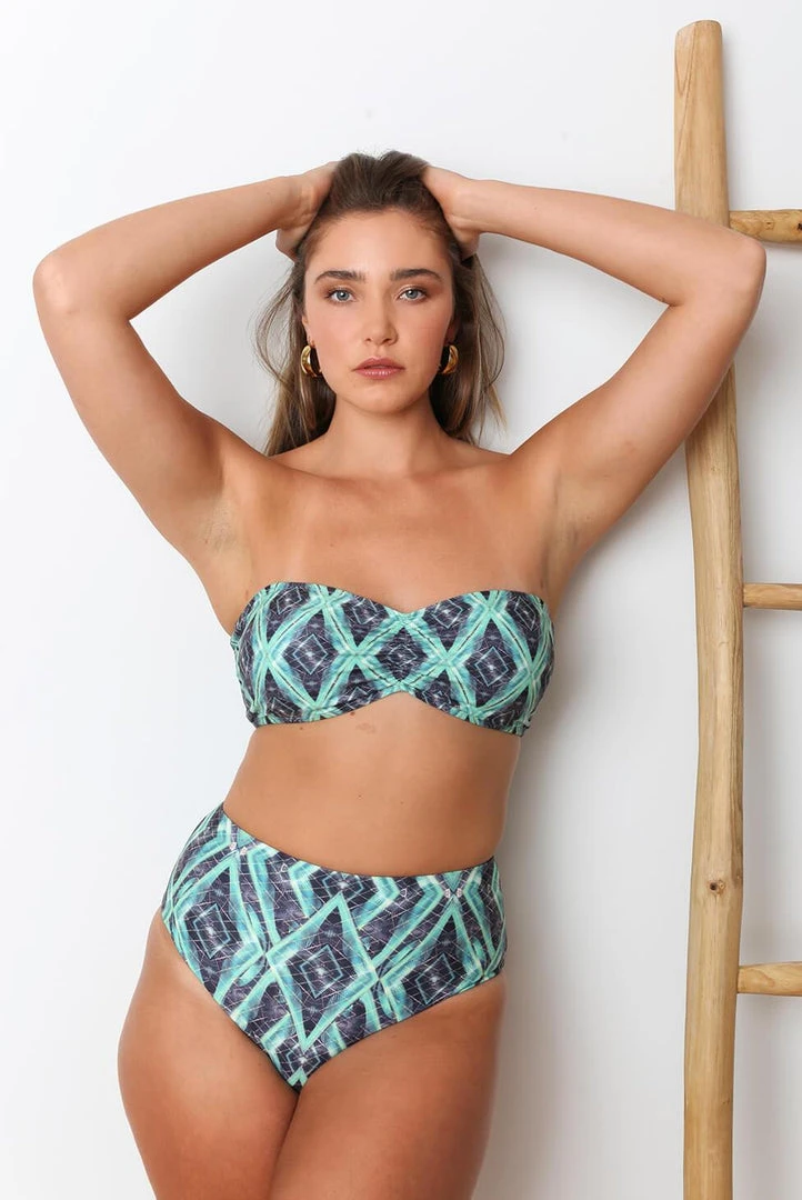 Wolven Recycled Bandeau Swimsuit Top - Jungle 5 Wolven Recycled Bandeau Swimsuit Top - Jungle
