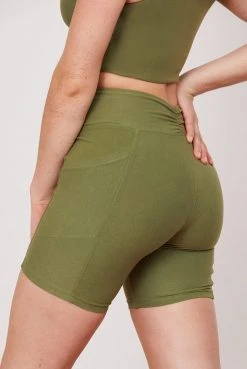 Wolven Recycled Midi Bike Short - Eucalyptus Activewear + Athleisure
