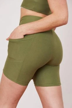 Wolven Recycled Midi Bike Short - Eucalyptus Activewear + Athleisure