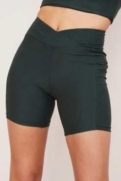 Wolven Activewear + Athleisure Recycled Midi Bike Short - Thyme