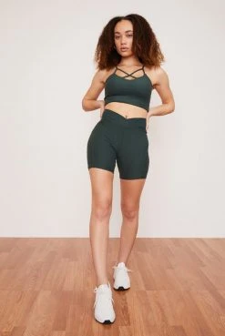 Wolven Activewear + Athleisure Recycled Midi Bike Short - Thyme