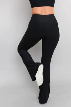 Wolven Activewear + Athleisure Recycled Bell Bottom - Onyx