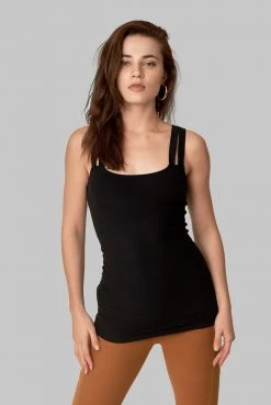 Wolven Double Cross Recycled Tank - Onyx