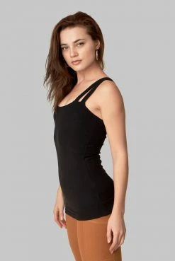 Wolven Double Cross Recycled Tank - Onyx