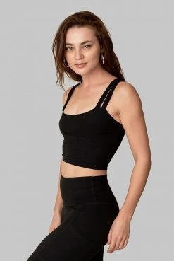 Wolven Double Cross Recycled Top - Onyx Activewear + Athleisure