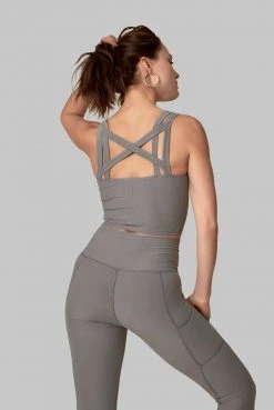 Wolven Double Cross Recycled Top - Wolf Gray Activewear + Athleisure