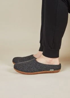 Kyrgies Best Sellers Women's Molded Sole Low Back Wool Slippers - Charcoal