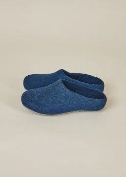 Kyrgies Women's Classic Sole Low Back Wool Slippers - Navy Best Sellers