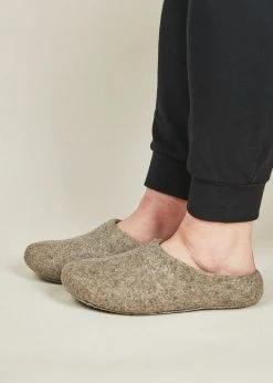 Kyrgies Women's Classic Sole Low Back Wool Slippers - Oatmeal Best Sellers