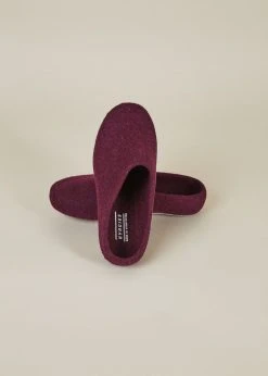 Kyrgies Women's Classic Sole Low Back Wool Slippers - Plum