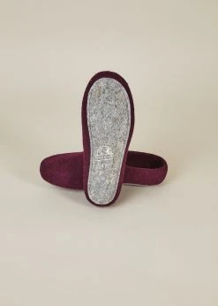Kyrgies Women's Classic Sole Low Back Wool Slippers - Plum