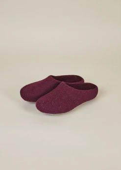 Kyrgies Women's Classic Sole Low Back Wool Slippers - Plum