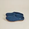 Kyrgies Best Sellers Women's Molded Sole Low Back Wool Slippers - Navy