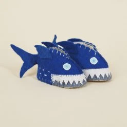 Silk Road Bazaar Wool Baby Booties - Shark