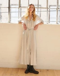 WVN Striped Shirt Maxi Dress