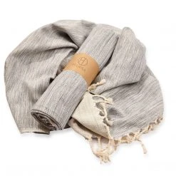 Hilana: Upcycled Cotton Yalova Upcycled Marbled Turkish Towel / Blanket - Blue