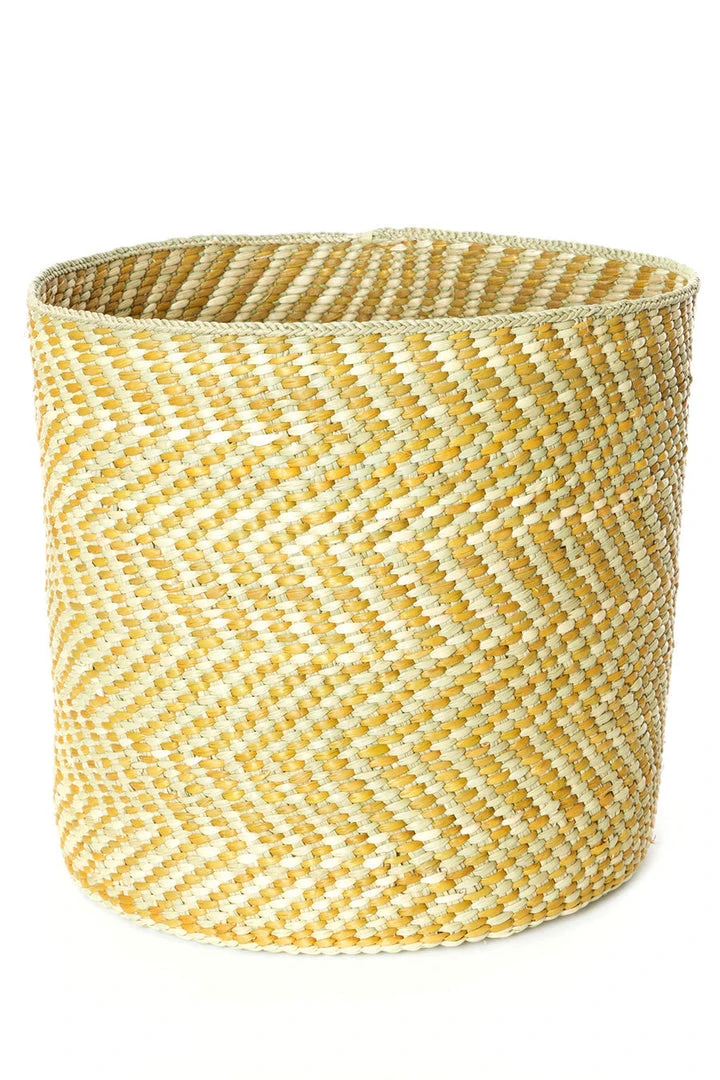 Swahili African Modern Yellow And Natural Maila Milulu Reed Basket 5 Swahili African Modern Yellow And Natural Maila Milulu Reed Basket